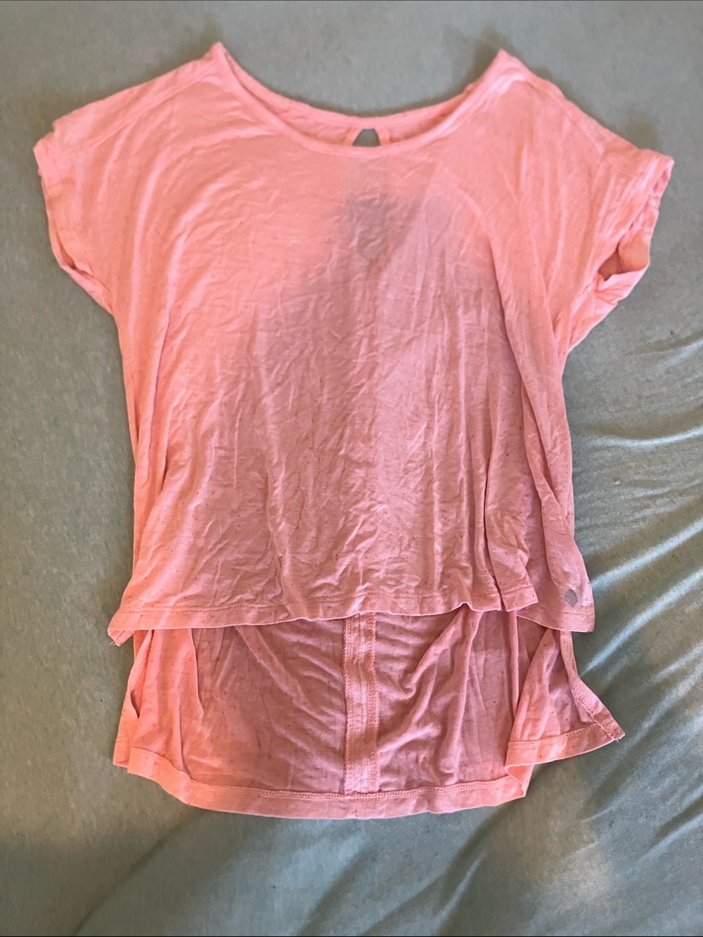 Light Pink Speckled Layered Short Sleeve Women's Top